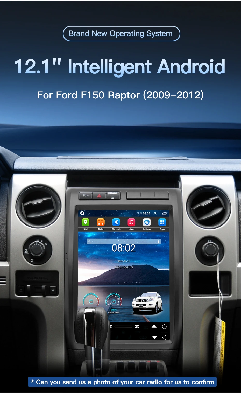 12,1 "Android14 Auto Carplay Tesla Stil Für Ford Raptor F-150 F150 2009-2012 Auto Multimedia Player GPS navigation Radio HD Einheit – Detail 4