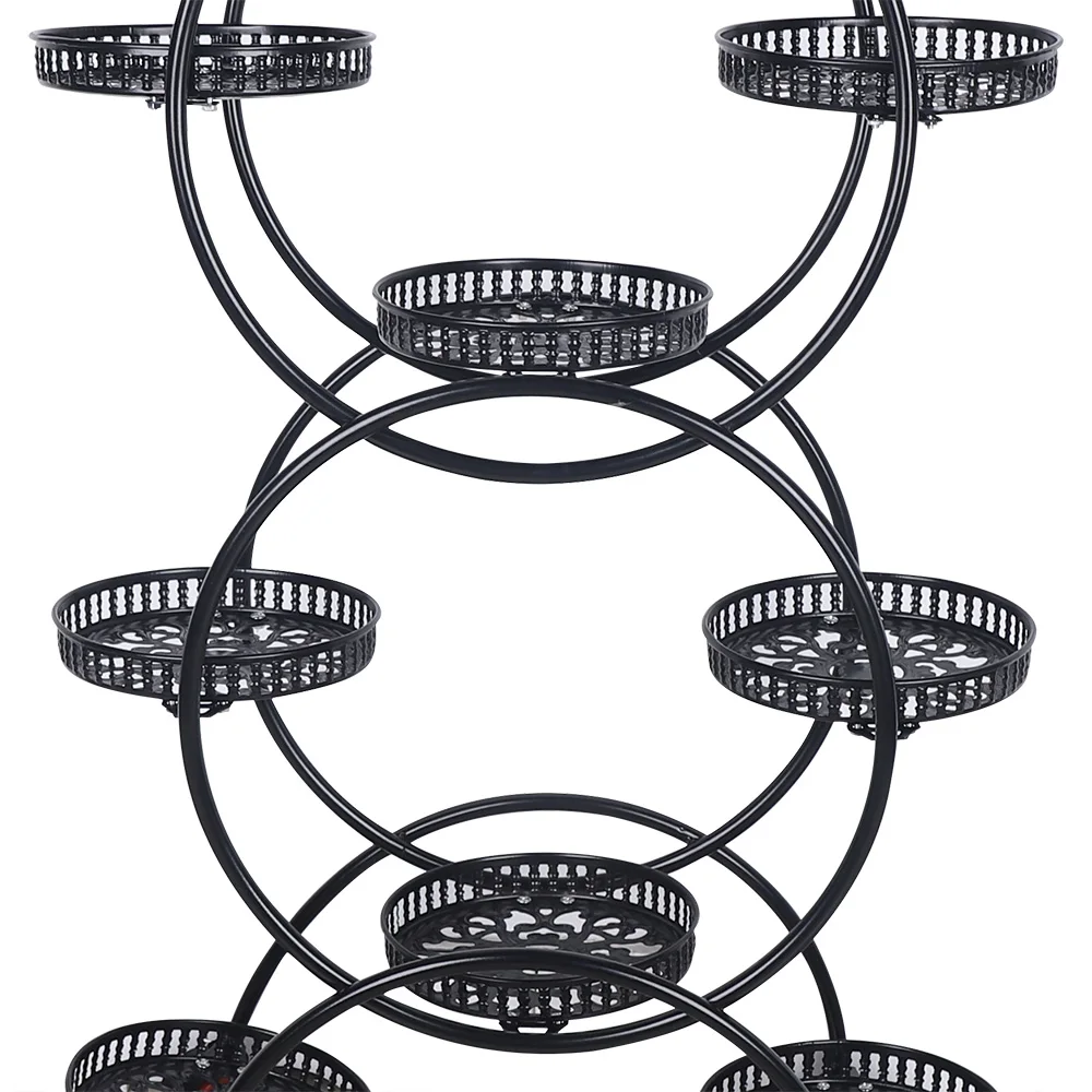 Soporte de Metal para plantas de 6 niveles, estante para macetas, estante de exhibición de esquina, decoración del hogar con 9 bandejas, 4 ruedas universales para pasillo, salón y jardín