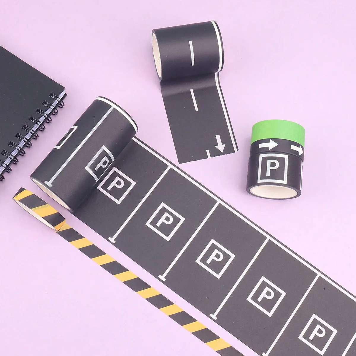 13 ロール道路パターン和紙テープセット - DIY カーゲームデコレーション、スクラップブッキング、ギフトラッピング & 学生文具、簡単に引き裂ける