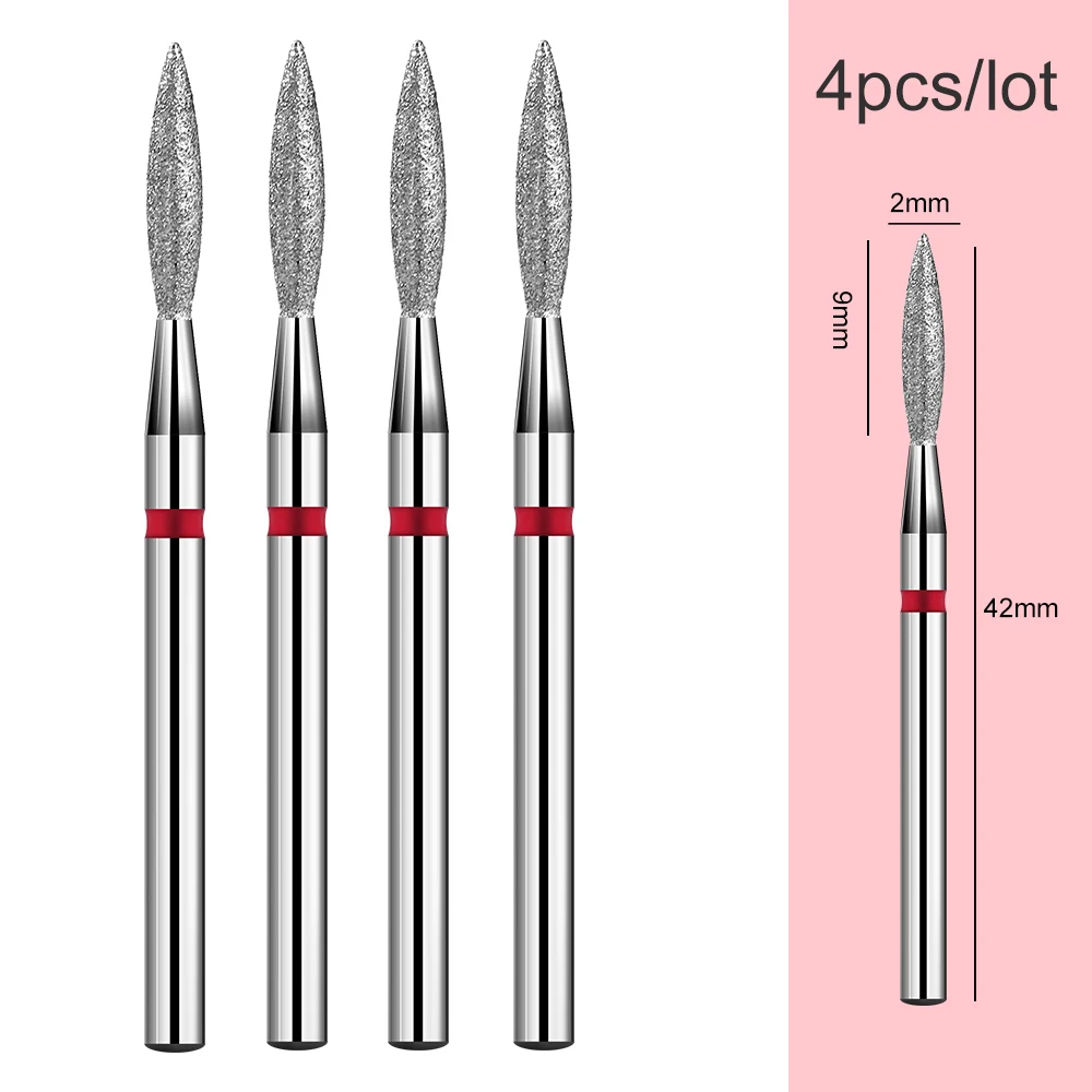 4pcs/lot Diamond Cutters for Manicure Russian Nail Drill Bits Cuticle Burr Milling Cutter for Pedicure Nails Accessories Tools