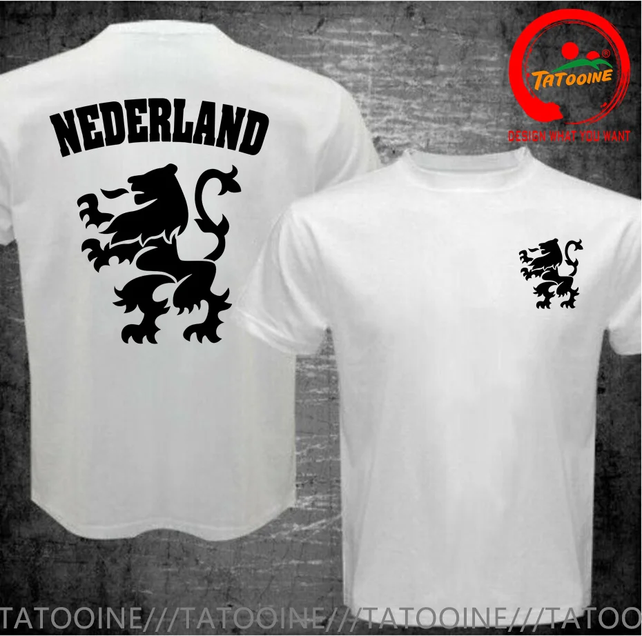 Nederland Netherlands Orange Dutch Lion Soccer 100% Cotton Geek Family Top Tee New Men Summer Tops Casuals T Shirts Hip Hop Tops