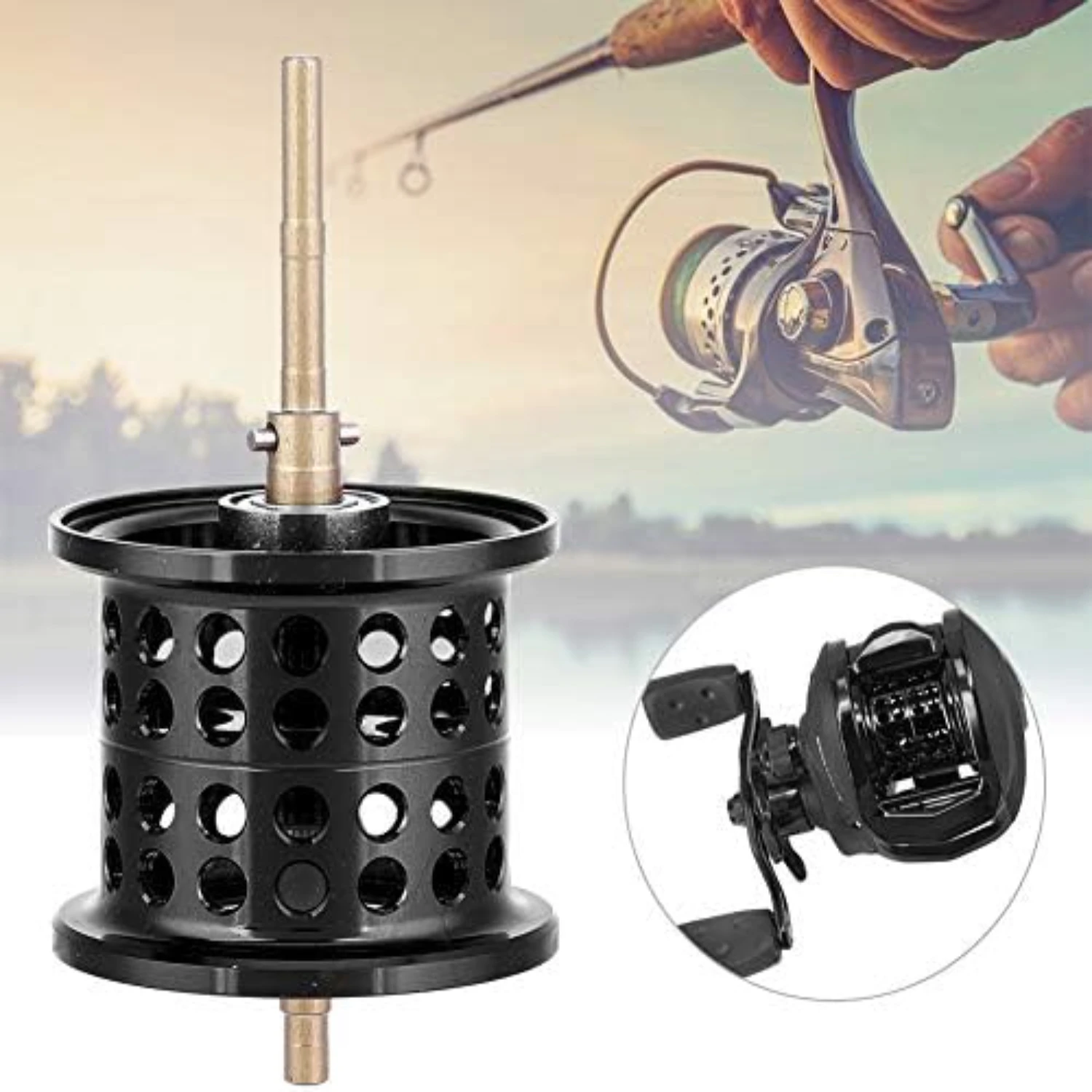 Black Aluminum Fishing Round Bearing Reel Spool for PMAX3/BMAX3/SMAX3 Casting Reels - High-Quality Fishing Tools and Accessories