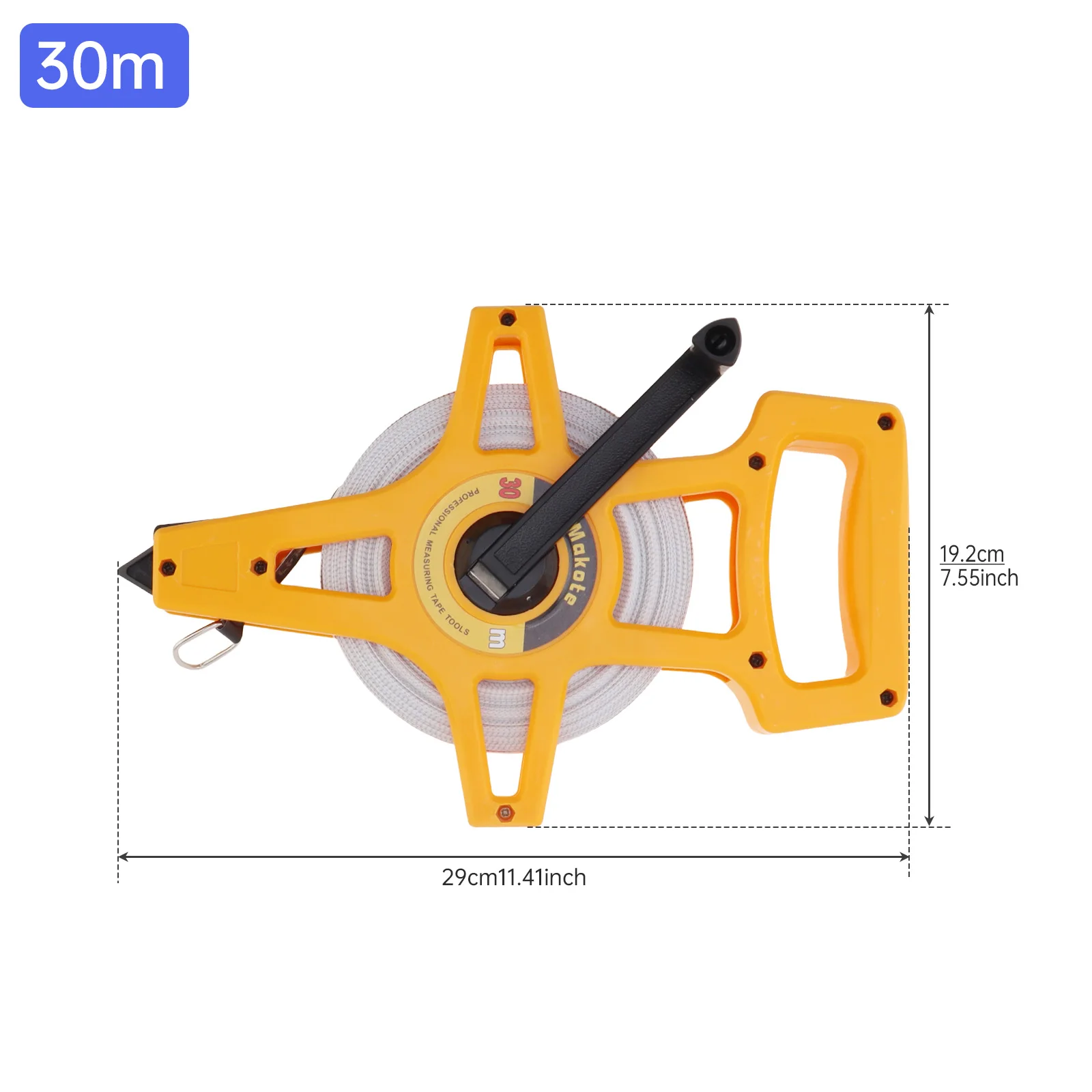 Dual Inch/Metric Scale Tape Measure 30M / 50M / 100M Double Side Open Reel Measuring Tape for Surveying / Engineering