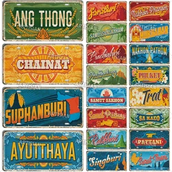Artisian Thailand City License Plate Landmark Metal Tin Plaque Car Metal Sign Wall Decor Garage Bar Pub Club Hotel Cafe Kitchen