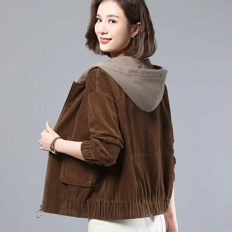 Fashion  Women Corduroy Jacket Daily Casual Comfortable Loose Sweaters Long Sleeve Coat Ladies  Autumn Winter Clothes