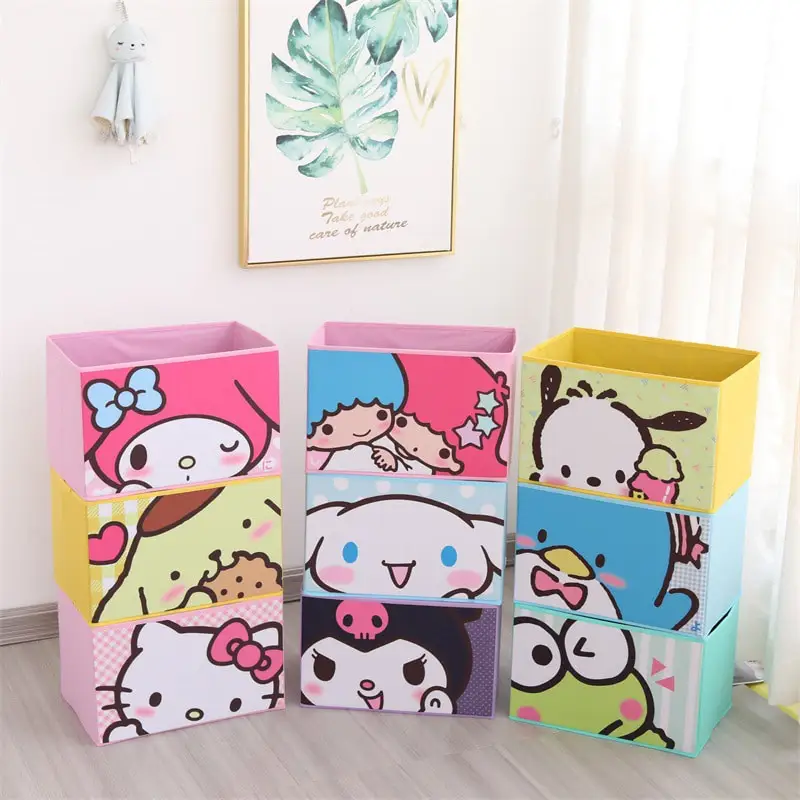 

Anime Sanrio Cinnamoroll Kuromi Hello Kitty My Melody Cute Clothes Organizer Cartoon Toy Clutter Box Birthday Gift for Friend