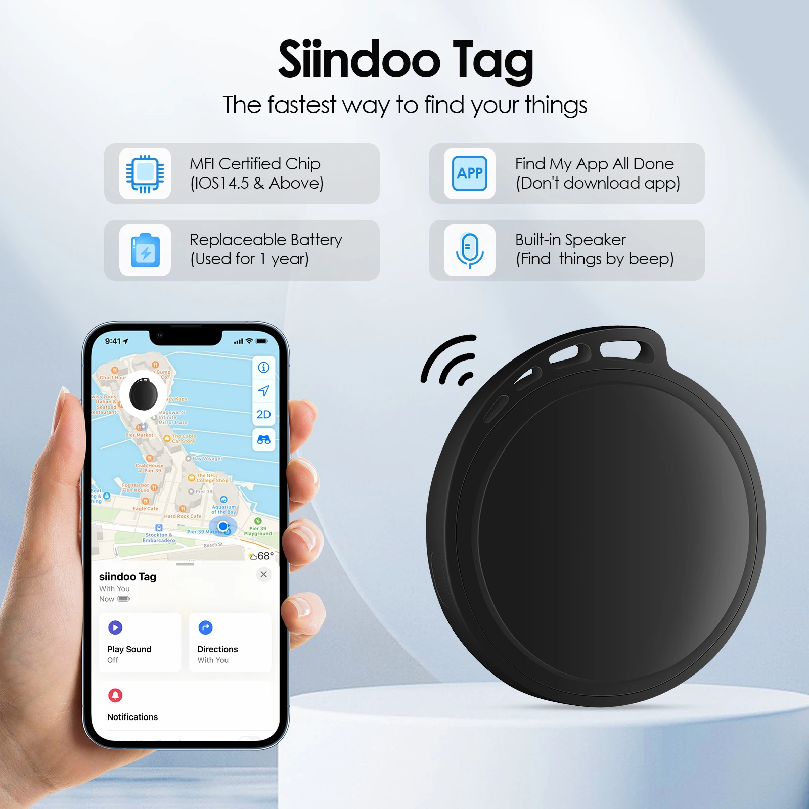 Mini GPS Tracker For iOS System Find My APP Tag Wallet Finder Bike Bag Loss Tracker For Luggage Key Bag Car Pet Smart Locator