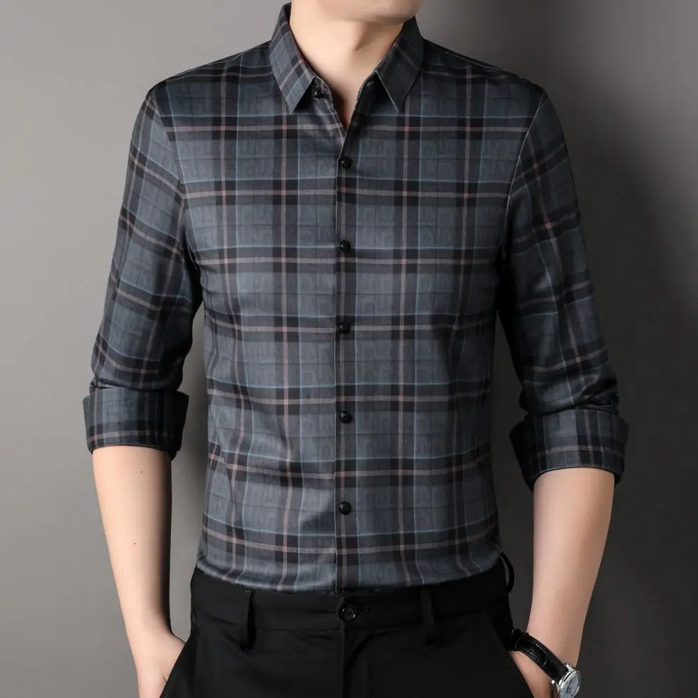 COODRONY New Classic Versatile Plaid Shirt Men's Business Casual Formal Top Breathable Comfortable Long-sleeved Shirt W5886