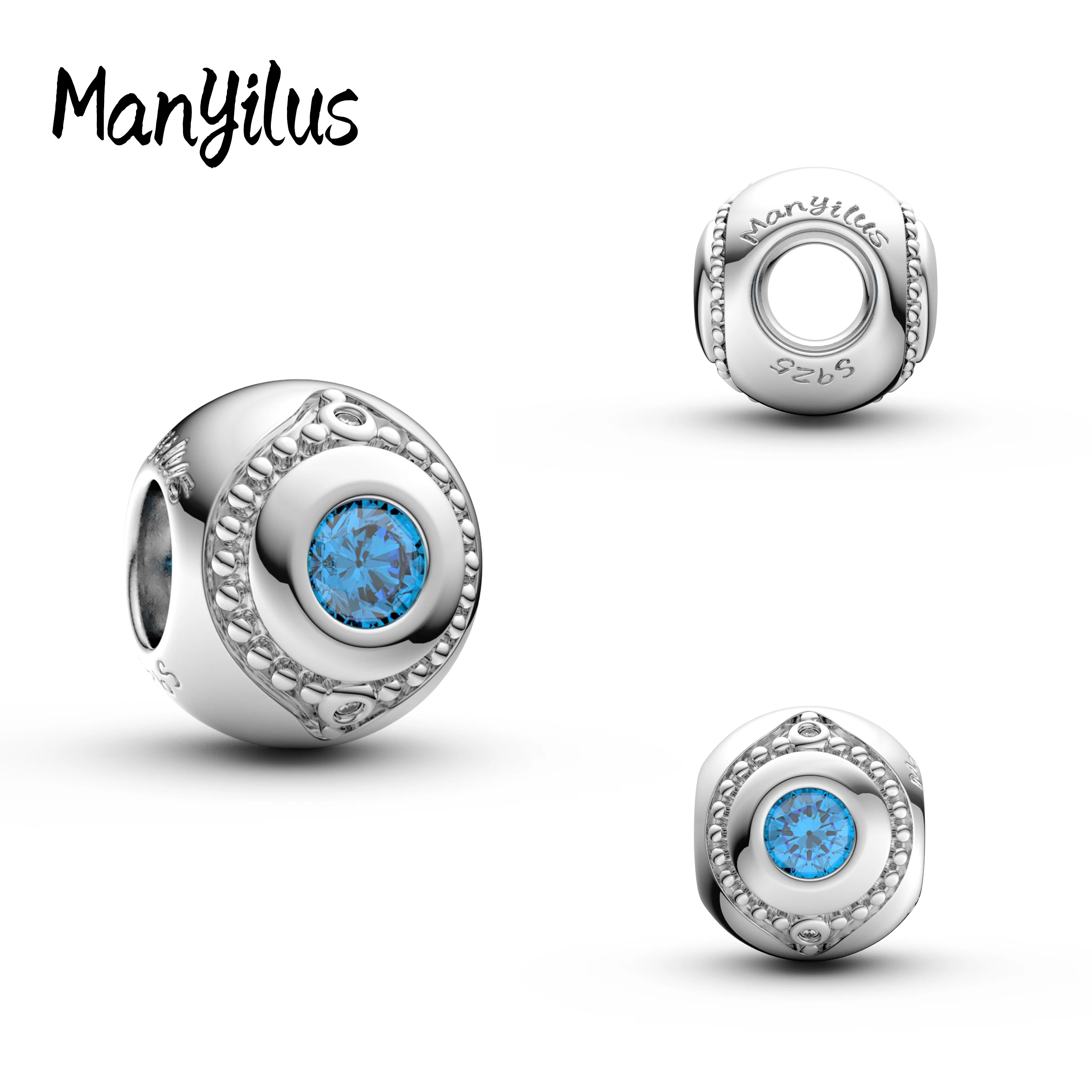 

Manyilus Hot Sale Blue Eye Charms S925 Sterling Silver Keychain Beads For Original 925 Bracelet Jewelry Making Beads Gift