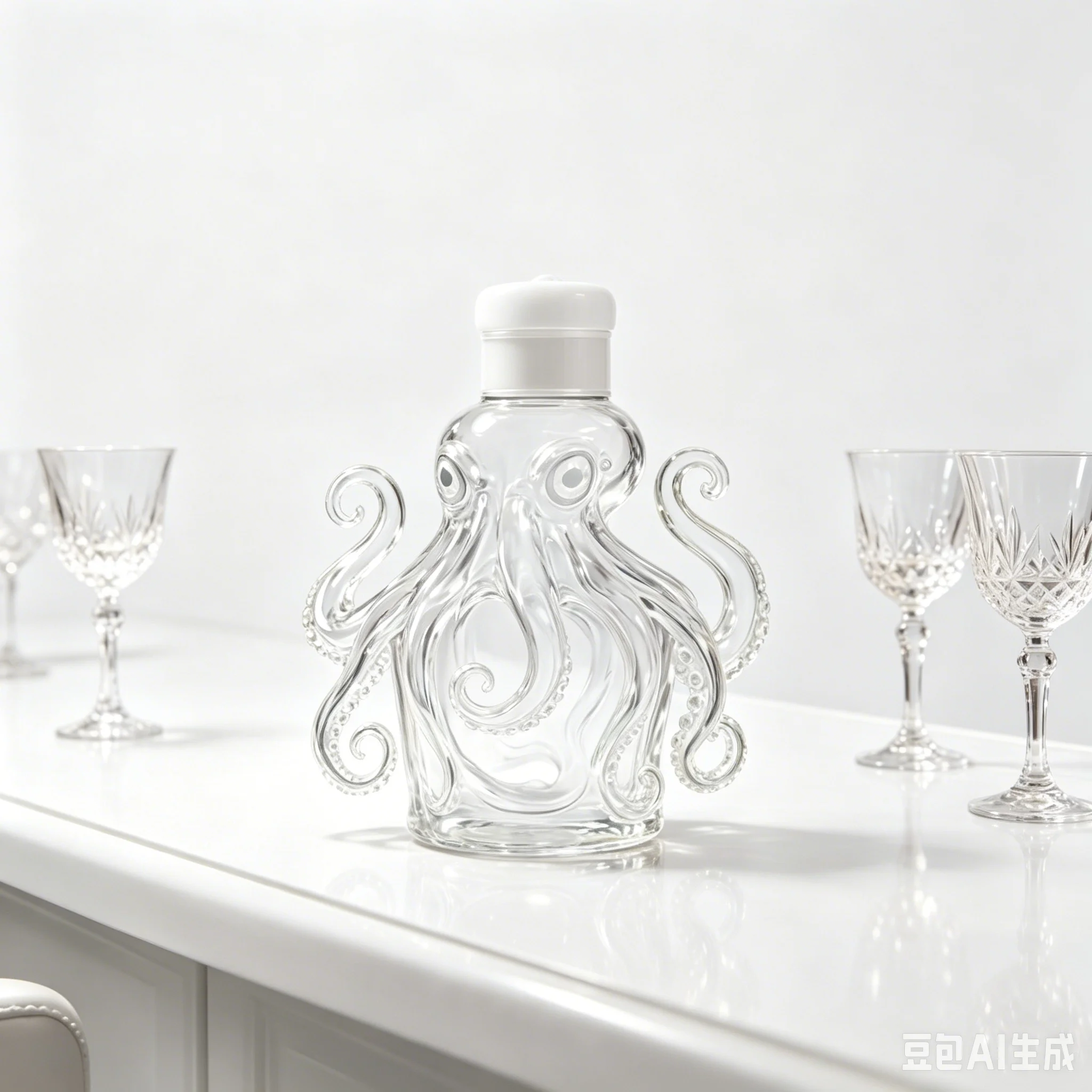 Stylish Octopus Glass Wine Bottle,Creative Whiskey Decanter for Home Bar,Liquor Dispenser for Vodka Scotch Collectible