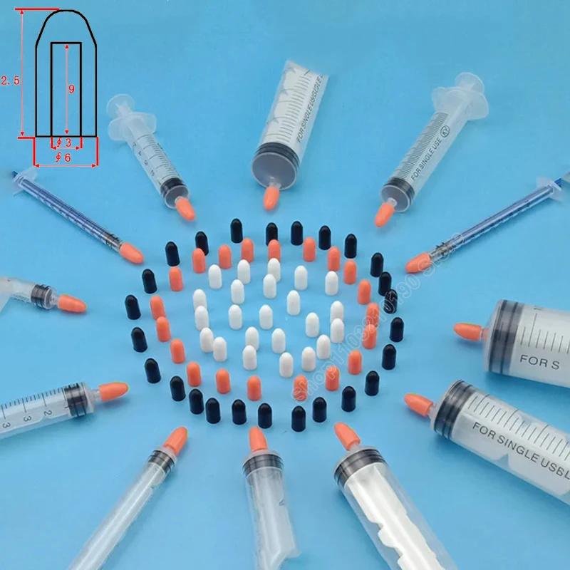 Food Grade Silicone Rubber Storage Cap Needle Cover Seal Test Tube End Tips 3mm Sealing Head Gasket For Sausage Syringe Injector