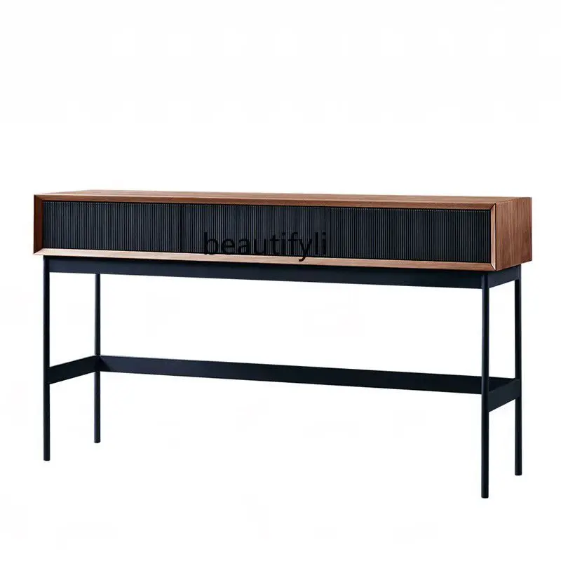 

Italian Console Table Nordic Minimalism Italian Modern Walnut Entrance Cabinet Desk Simple Modern storage cabinet furniture