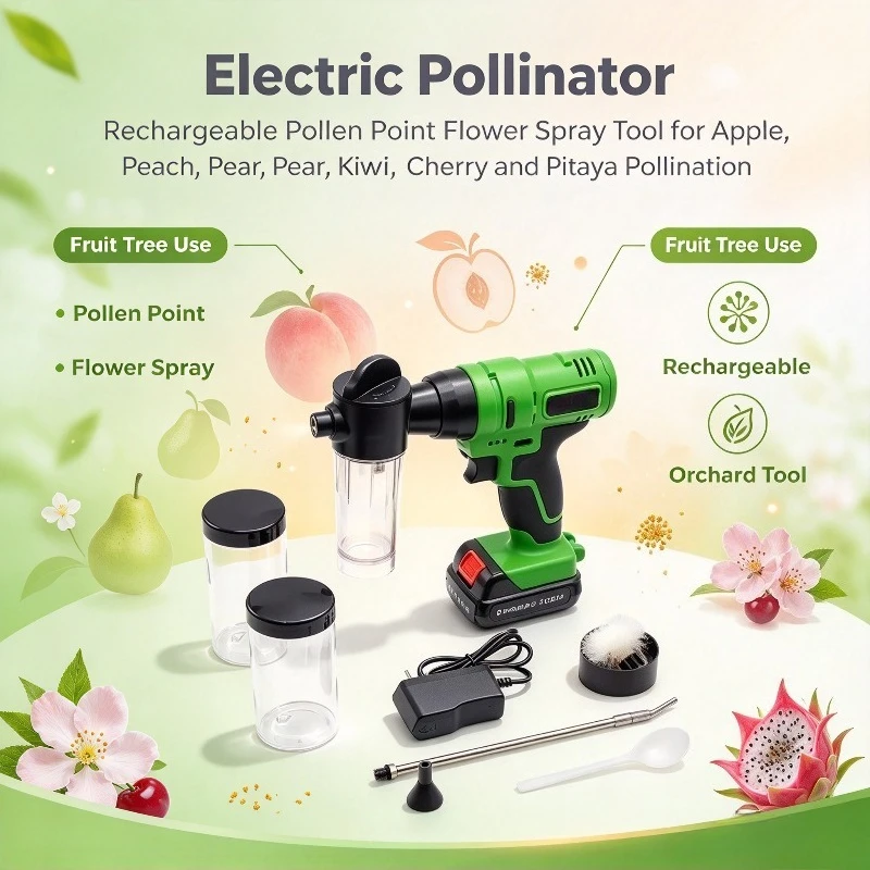 Electric Pollinator Apple Peach Pear Kiwi Fruit Tree Big Cherry Pitaya Pollen Point Flower Spray Pollination Artifact