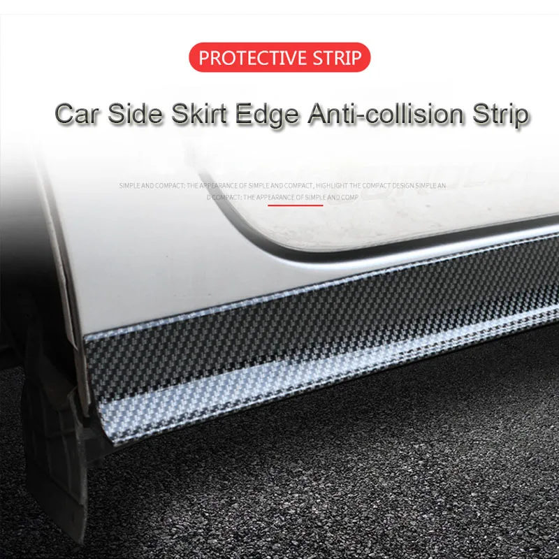 2.2M Car Door Side Skirts Protector Universal Rubber Anti-Scratch Body Side Skirts Edge Guards Anti-Collision Bumper Protector