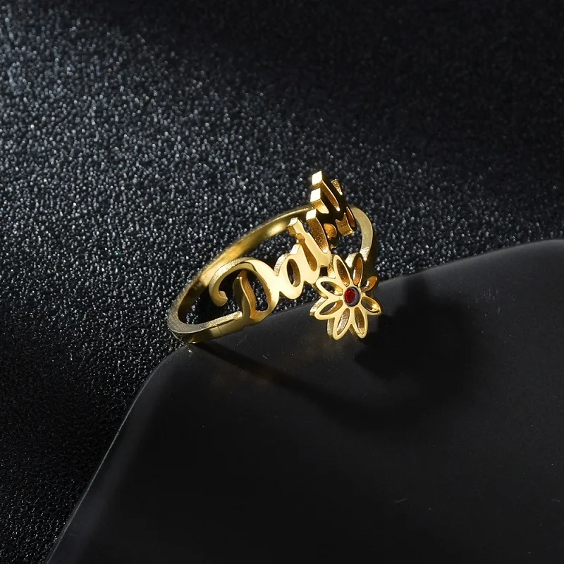36 Styles Custom Name Ring For Men Women Personalized Wedding Gift Jewelry Double Name Couple Rings Adjustable Size Name Rings