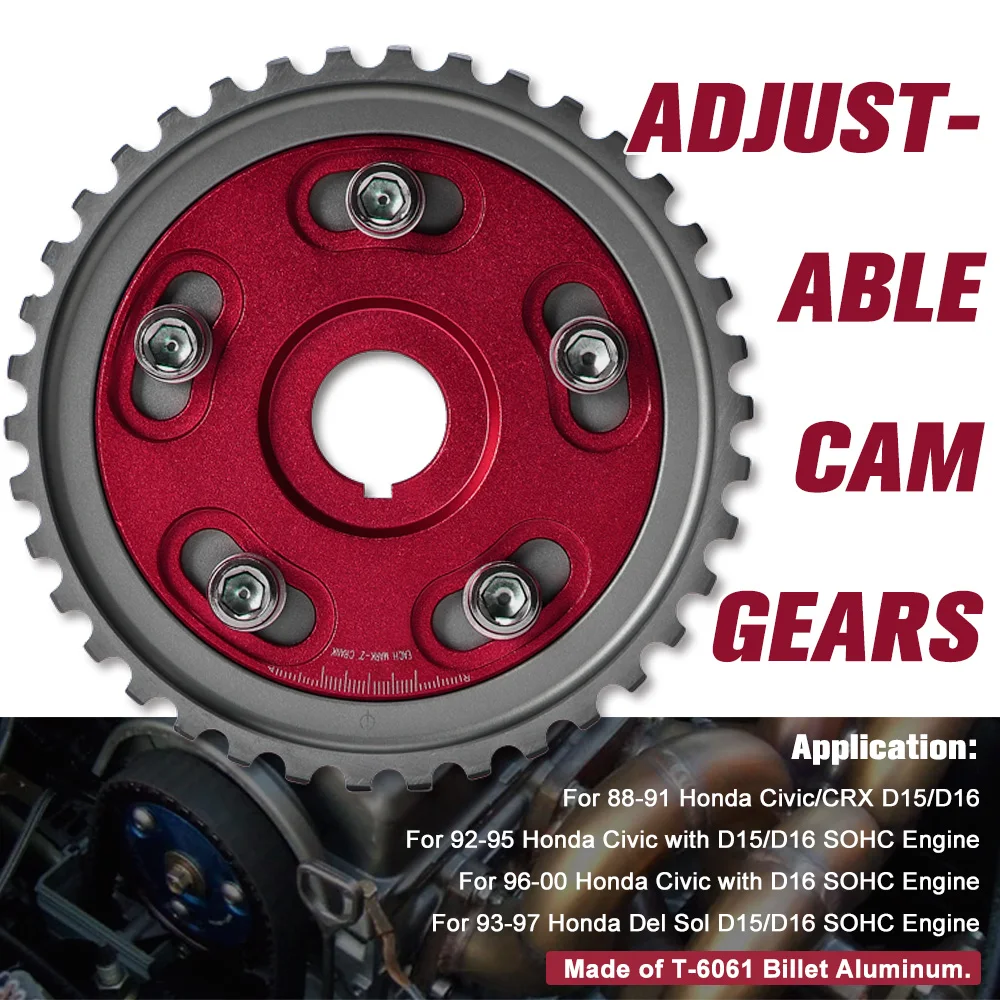 WLR - Adjustable Cam Gear Alloy Timing Gear FOR HONDA SOHC D15/D16 D-SERIES ENGINE CAM PULLEY PULLYS GEARS 1PCS WLR6542