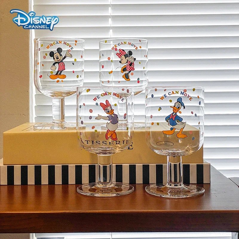 Disney Mickey Minnie Glass Mugs Goblet Kawaii Donald Daisy Duck Men Women Luxury Milk Juice Cups Home Crystal Cup Kids Water Cup