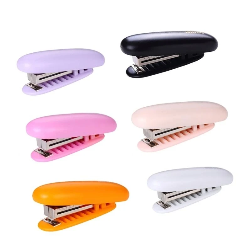 6 ПК на столе столового стаплера Пластиковая стаплер Бумага Стейплер Офис Стаплер Маленький Стаплер Легко загружать декоративный