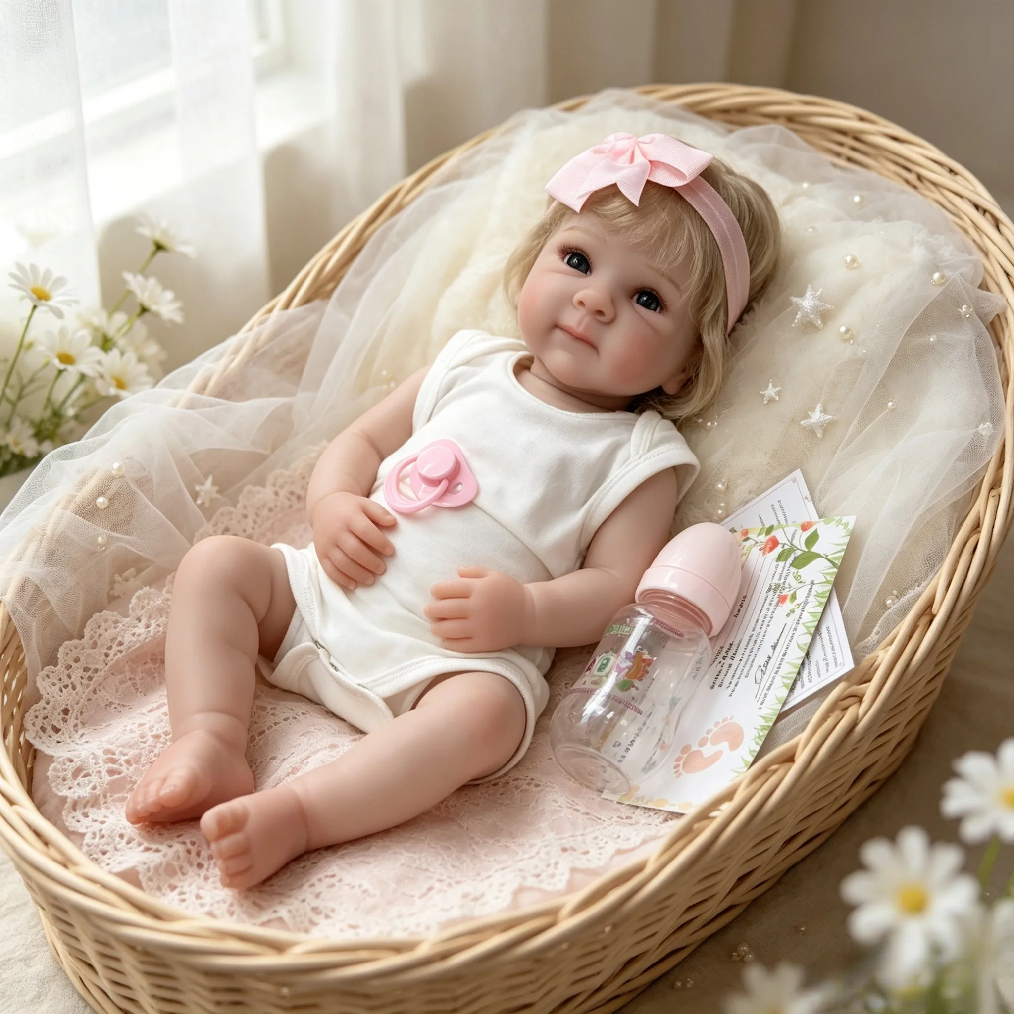 18 Inch Bettie Full Vinyl Reborn Baby Doll Hand Rooted Hair Lifelike Real Touch Factory Painted Collectible Birthday Gift（TT） view 6