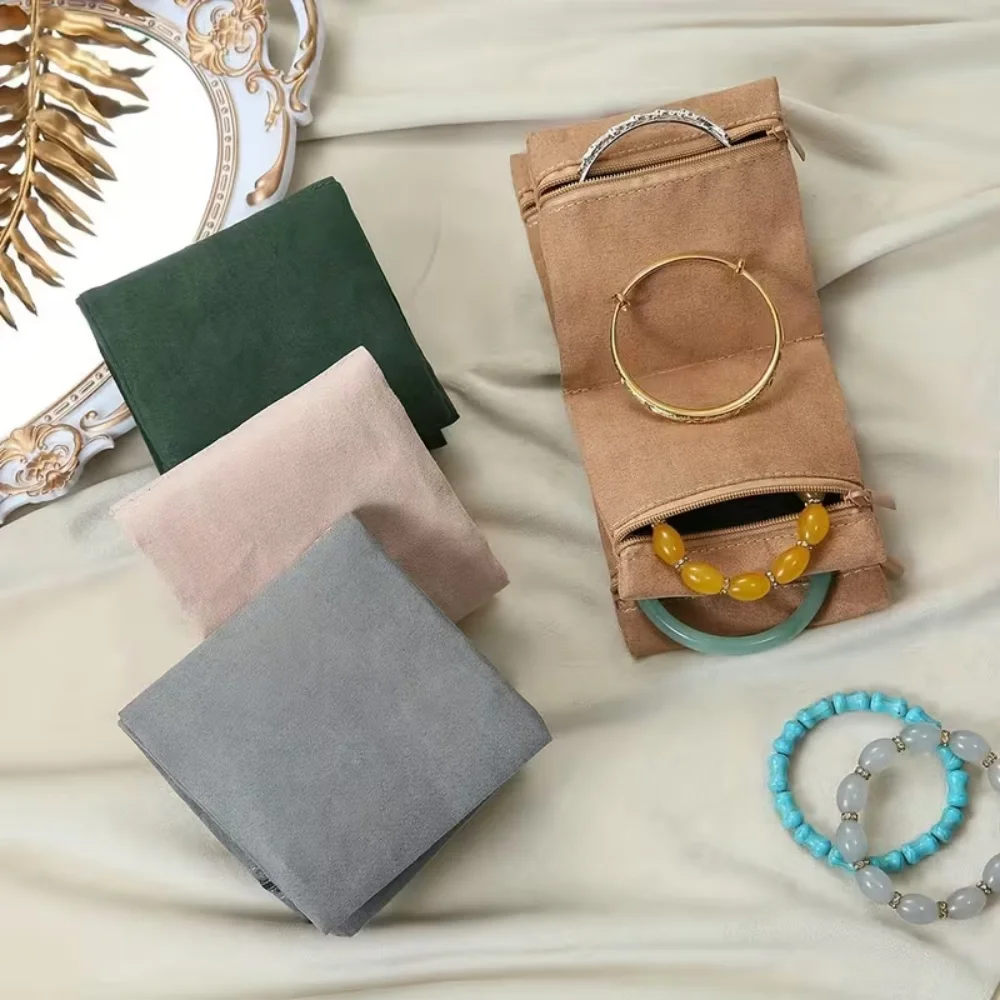3pcs Jewelry Storage Bag Compact Travel Jewelry Case Zipper Pouch Scratch Resistant Organizer For Necklaces Rings Earrings