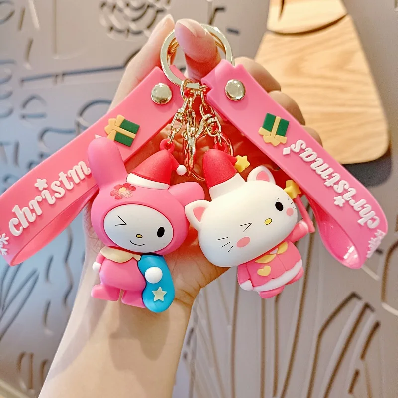 

Cute Cartoon Kawaii Christmas Sanrioed Kuromi My Melody Hellokitty Cinnamoroll Keychain Figurine Pendant Bag Pendant Gift