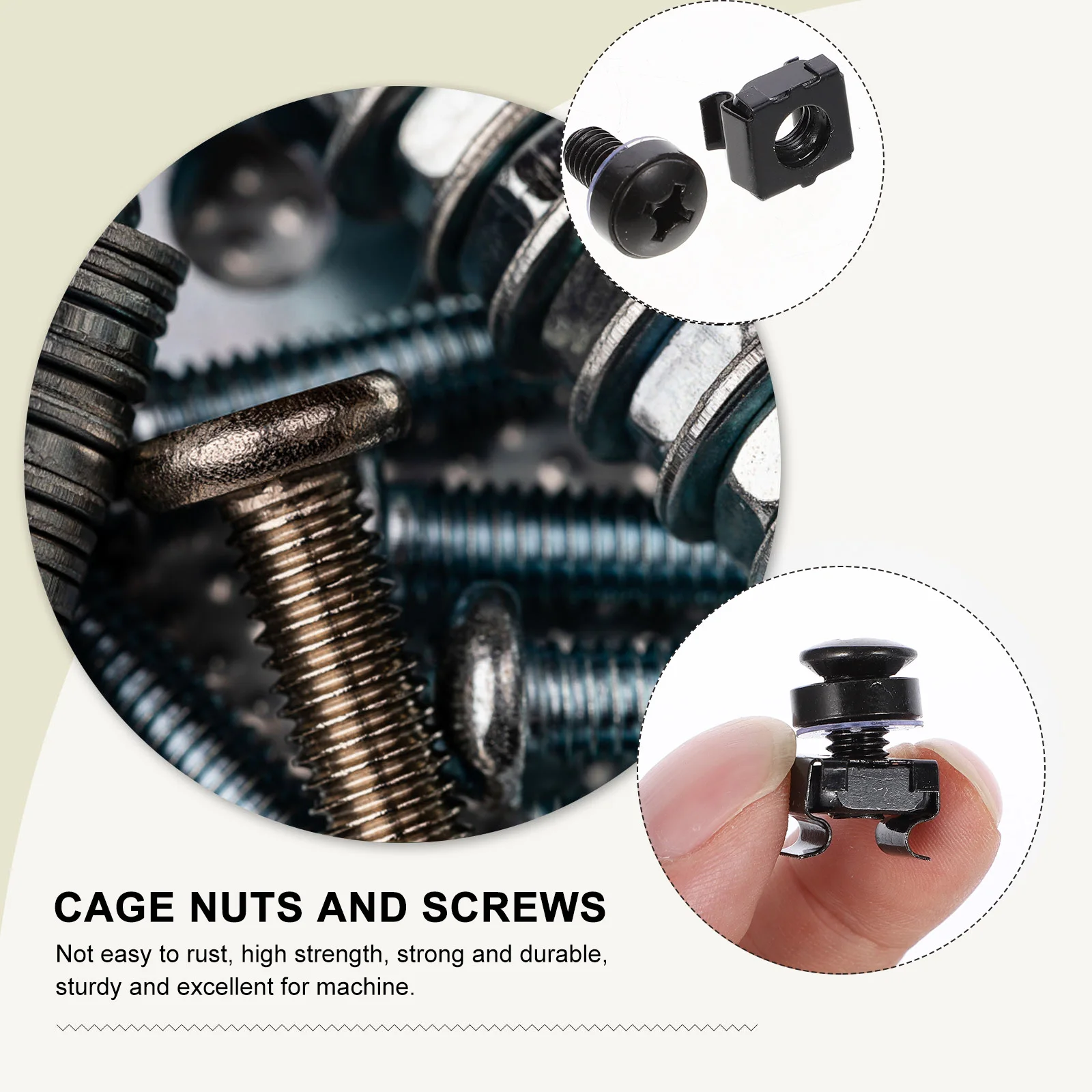 

50Sets Professional Cage Nuts Highgrade Material Durable Flexible Easy Install Machine Rack Home Use Cage Nuts