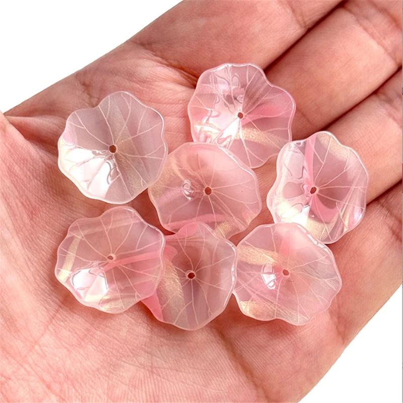 10Pcs/Lot New Retro 20MM Acetic Acid Lotus Leaf Flower Beads Charm Connectors Diy Hair Jewelry Making Resin Accessories Material