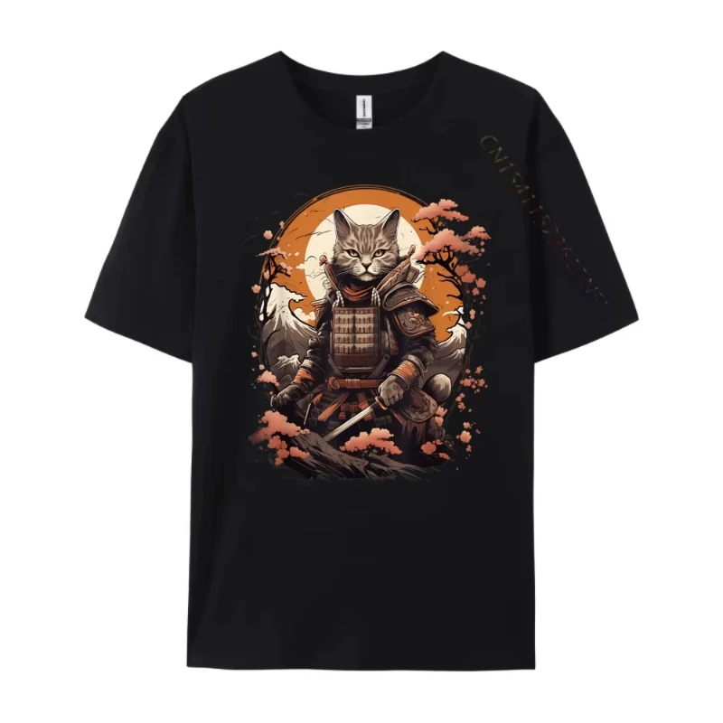 

Japanese Cat Bushi Shinobi​​ Cat Kawaii Fighter New T Shirt Men's Clothing Graphic Tee Cotton Men's T-Shirts