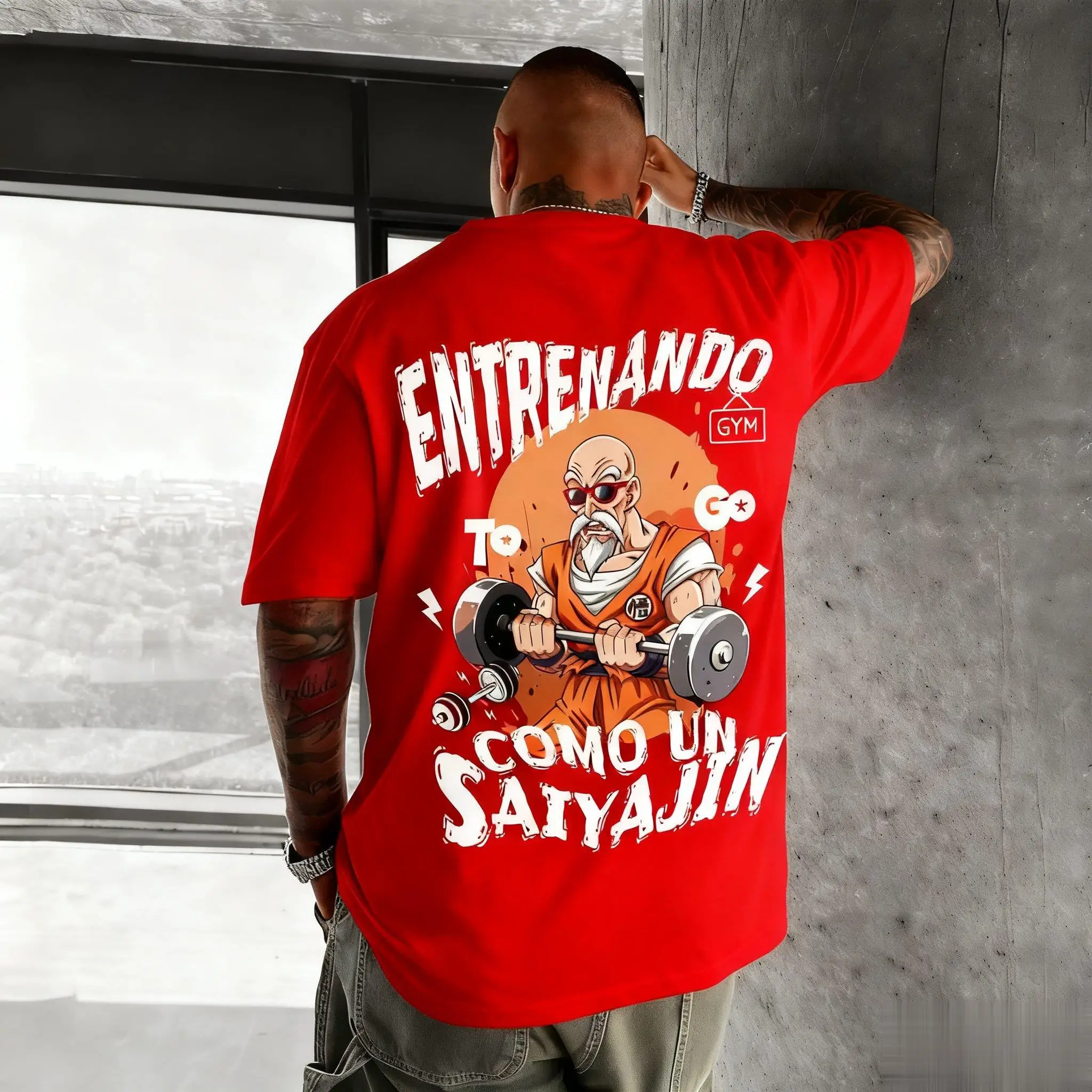 

2026 new summer Dragon Ball retro high-quality cotton men's oversized T-shirt master Roshi print