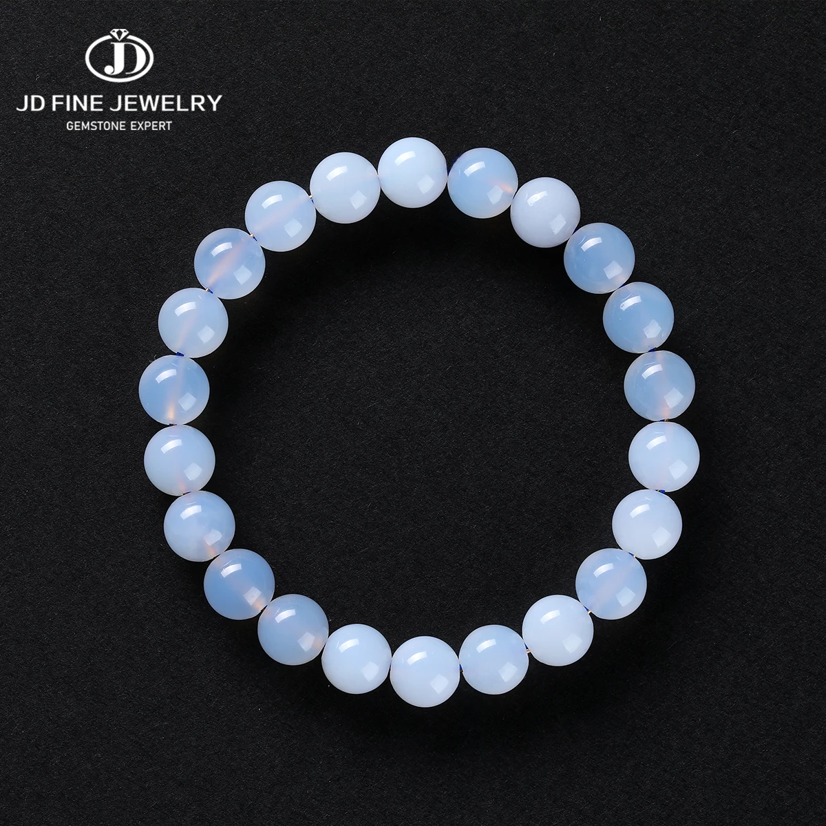

JD Natural Stone Blue Chalcedony Bead Bracelets Women Genuine 5A Bead Stretch Energy Healing Spirit Protection Female Jewelry