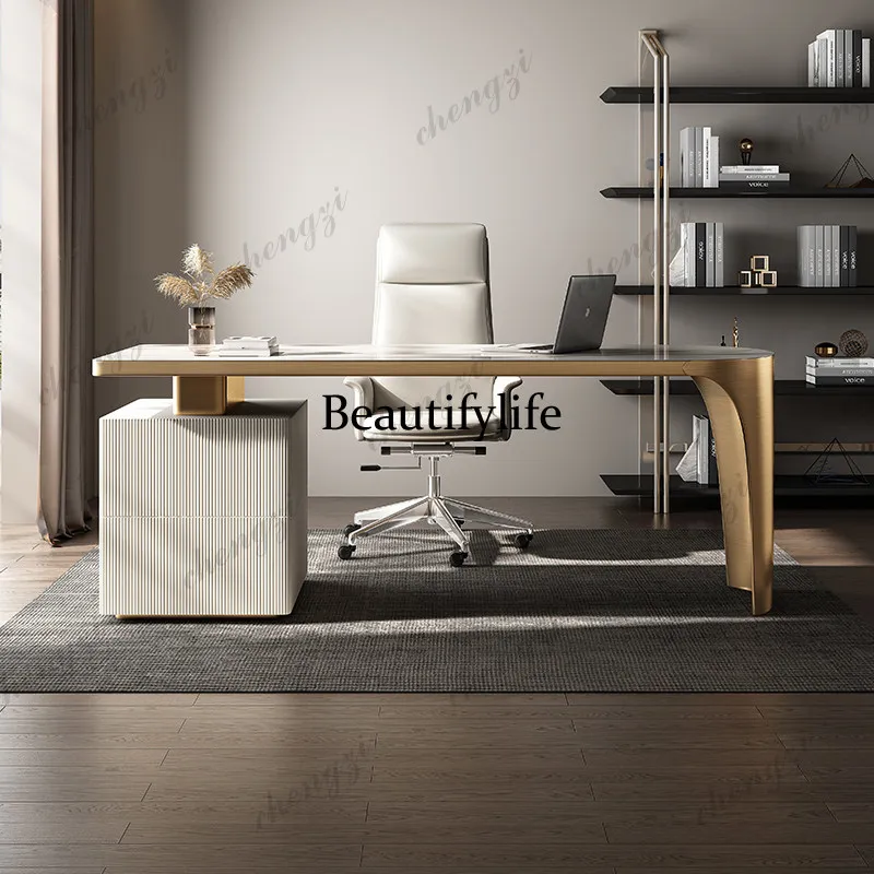 Nordic Creative Sintered Stone Reception Computer Desk Modern Minimalist Workspace Study Desk Luxury Design Office Furniture