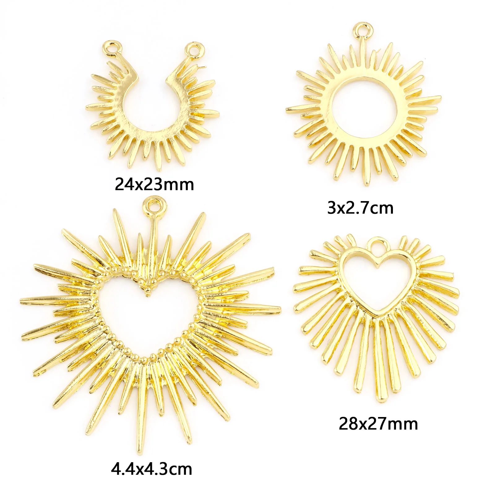 10PCs Fashion Galaxy Pendants Gold Color Sun Rays Hollow Metal Charms DIY Making Necklace Earrings For Women Party Jewelry Gifts