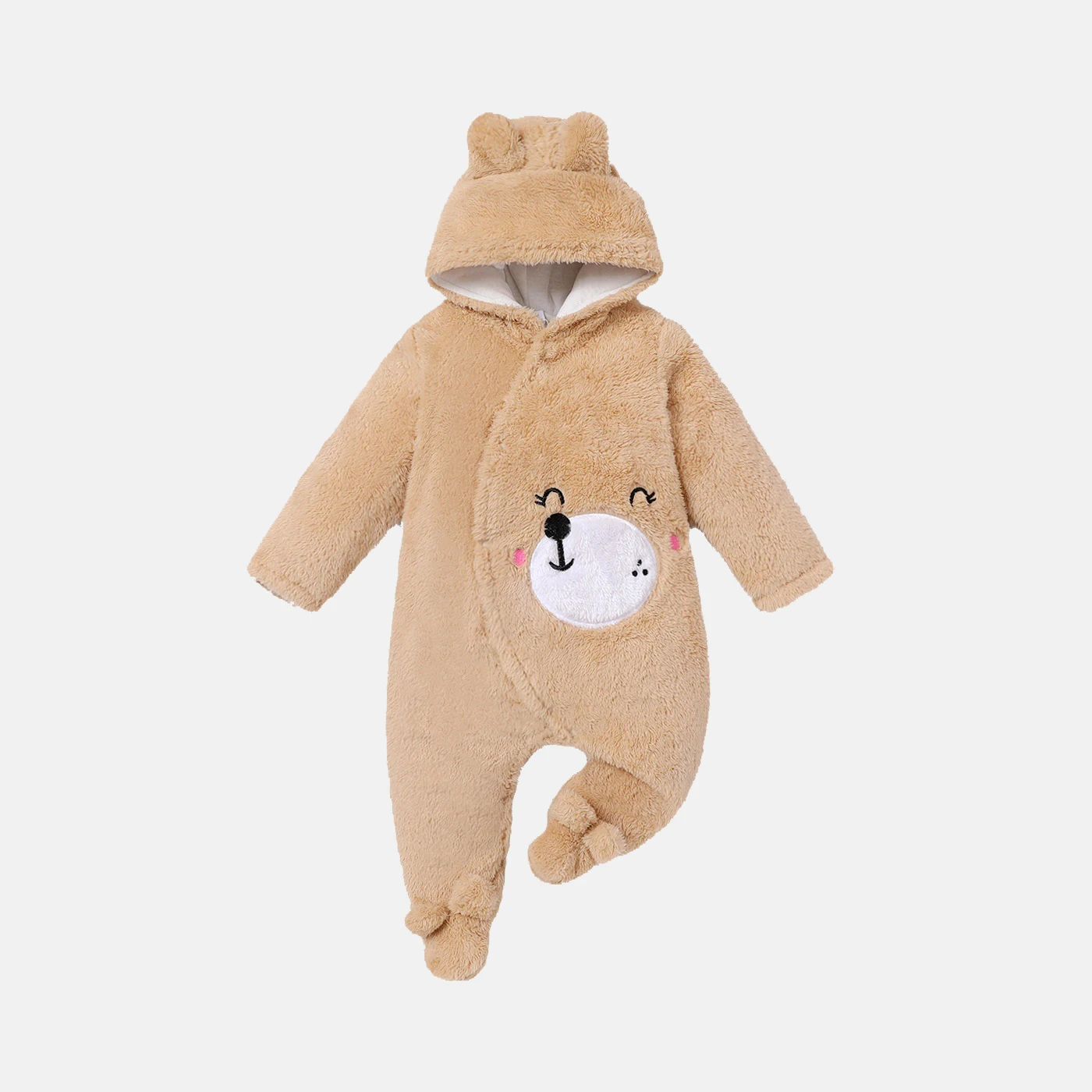 Autumn and winter newborn infants and young children, male and female, hooded small ear animal patch embroidered long sleeved cl