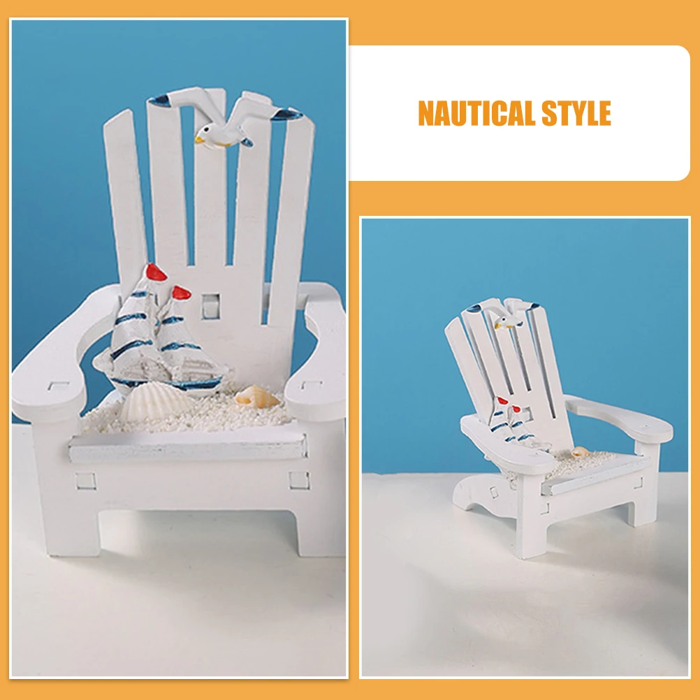 

Mini Beach Chair Decoration White Sand Chair for Dollhouse Nautical Ornament Miniature Model Ocean Theme Micro Landscape Mini