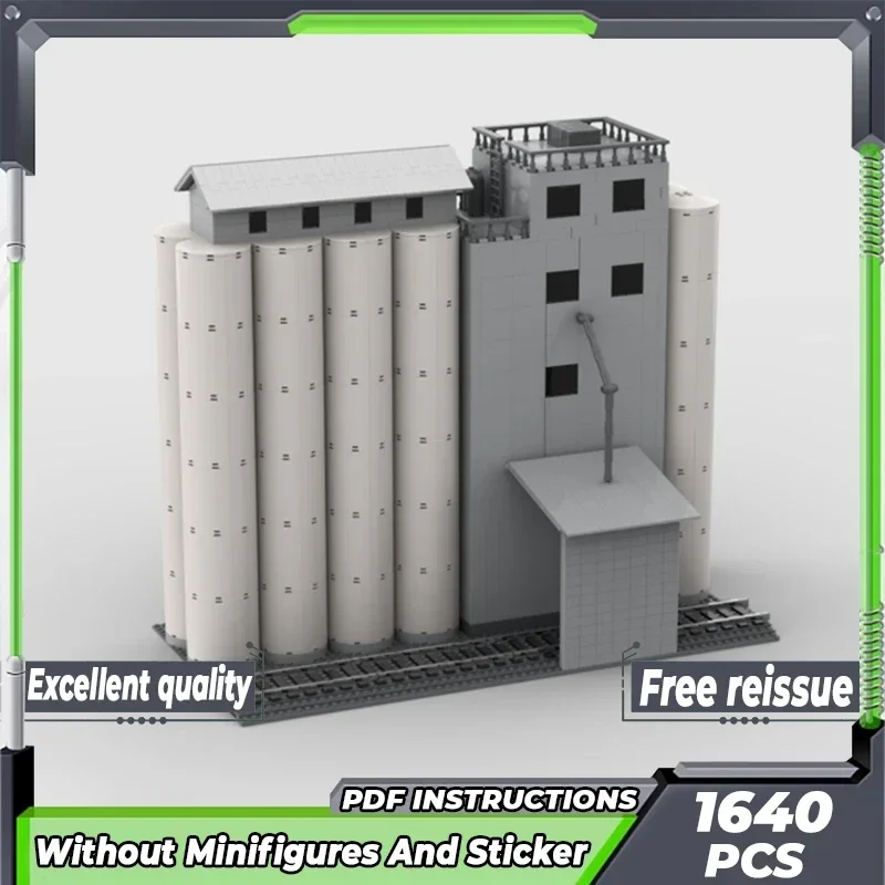 Street View Model Moc Building Bricks Grain Elevator And Silos Technology Modular Blocks Gift Christmas Toy DIY Sets Assembly