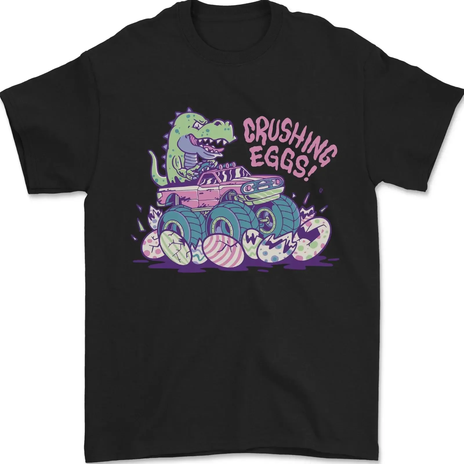 Zerkleinern Eier Ostern T Rex Monster Truck Herren Maglietta 100 Baumwolle Vintage Washed Streetwear Stylische Unisex-Grafik