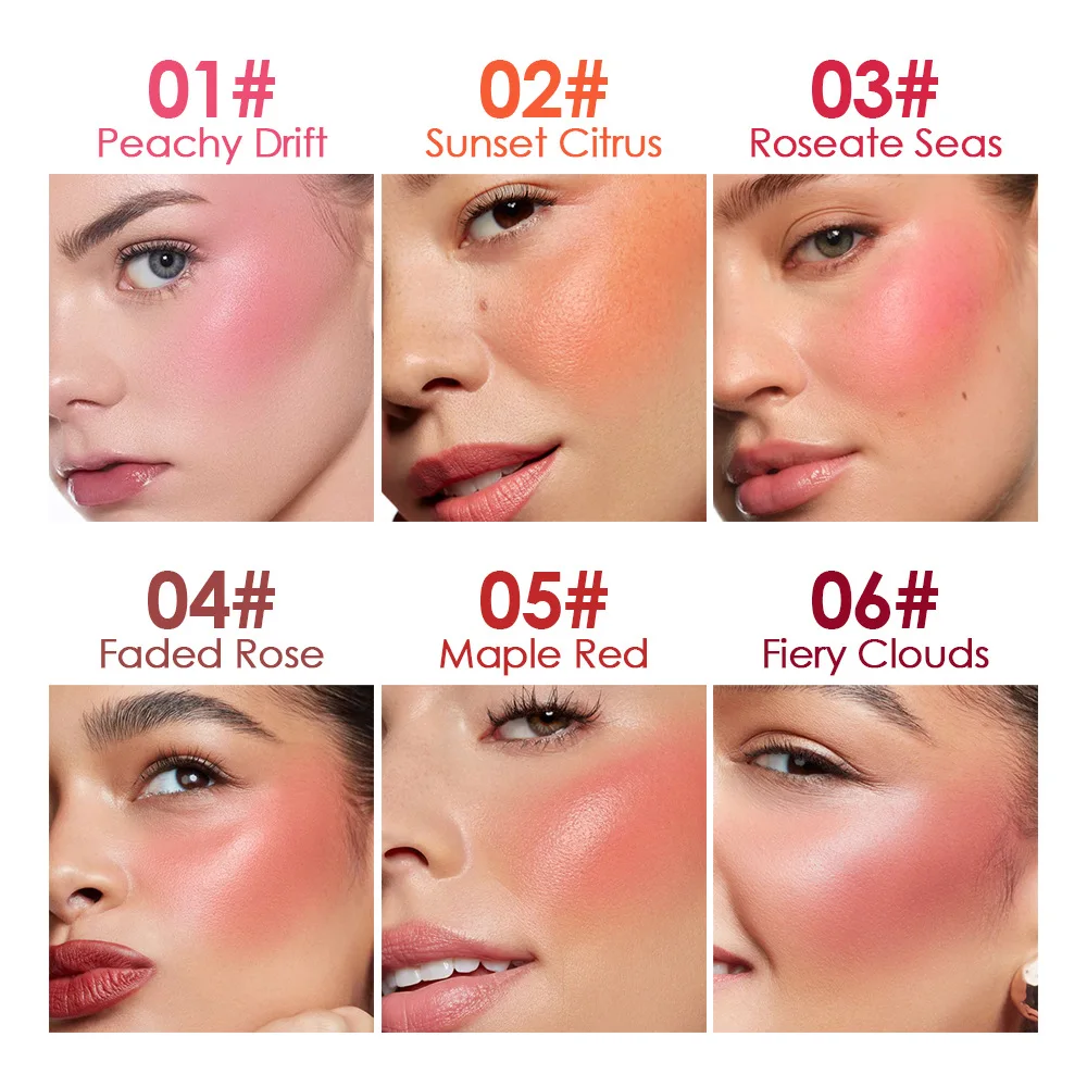 Fard liquido e tinta labbra Finitura opaca nuda Design portatile con pennello grande per il contorno naturale delle guance Trucco coreano come regali