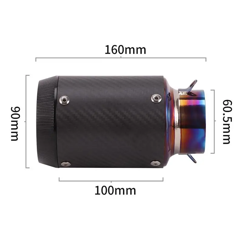 60.5mm Motorcycle Universal Exhaust Tail Pipe Racing Escape Muffler Short Tube Titanium Alloy 160mm Length Without DB Killer