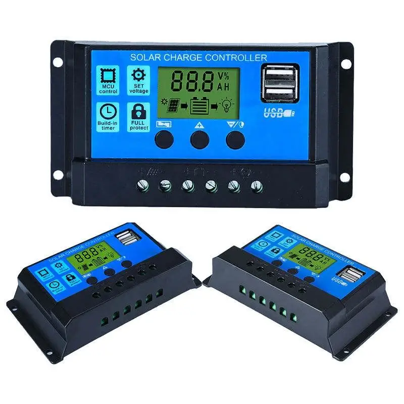 

PWM Solar Charge Controller 12V/24V 10A-100A - Adjustable LCD Display with Programmable Timer for Solar Panel System