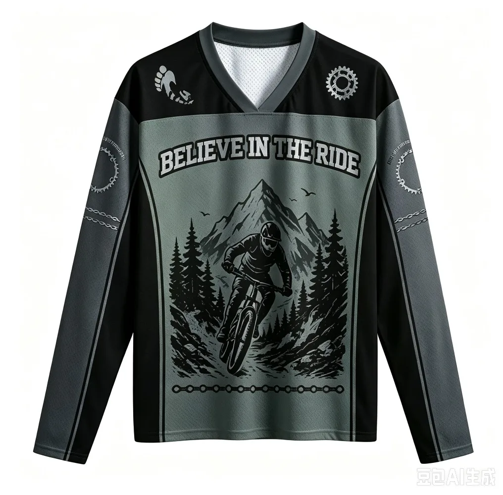 2026 Mountain Biker 3D Printed Men  Women's Long-Sleeved Sports V-Neck T-Shirt - Outdoor Cycling Leisure Sports Quick-Drying Top view 2