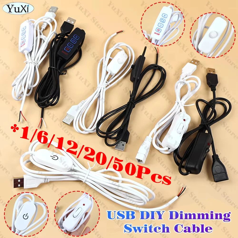 USB Cable with Switch ON/OFF Wire Extension Toggle for USB Lamp USB Fan Power Supply Line LED Strip Dimmin USB Cord 5V 2P 3P