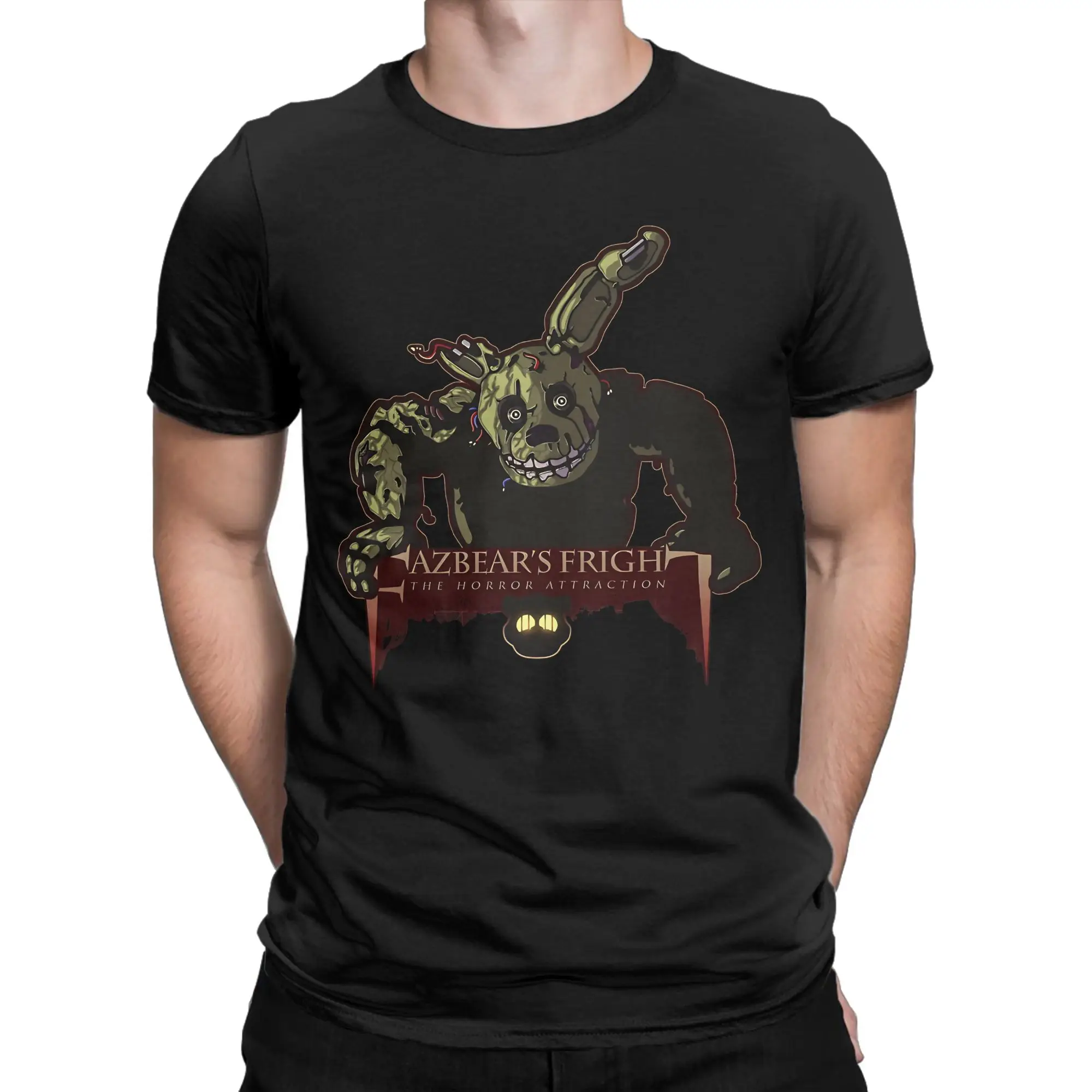 Funny Springtrap Fazbear's Fright The Horror Attraction T-Shirt for Men O Neck Cotton T Shirt Short Sleeve Tee Shirt Gift Idea