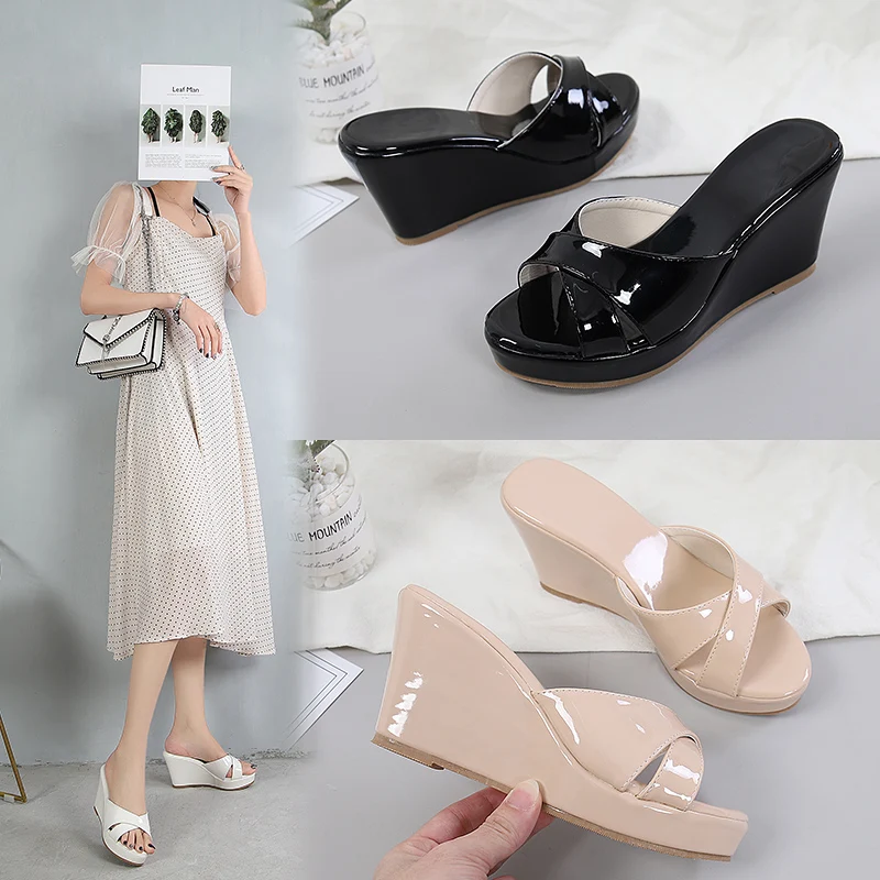 New Summer Fashion Comfortable 8 CM High Heel Slippers For Women