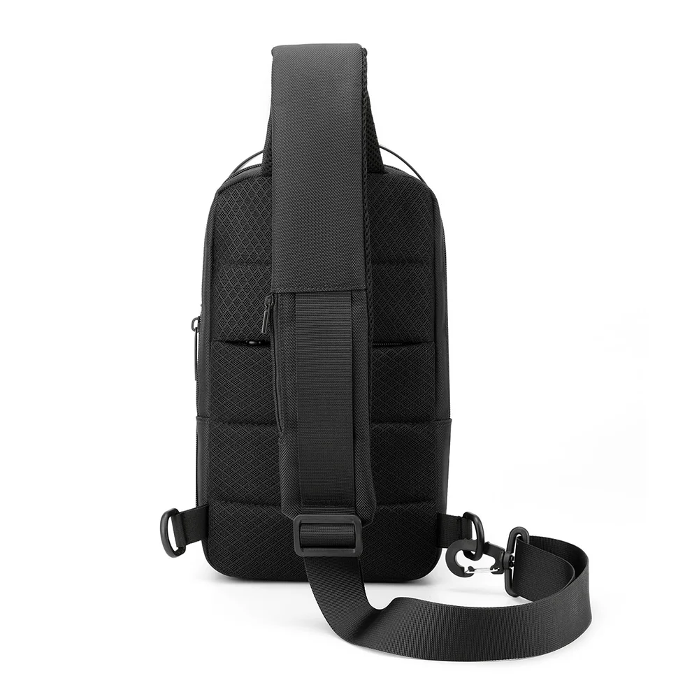 Mochila cruzada de nailon para hombre, bolso de hombro y pecho con puerto de carga USB, resistente al agua, para viaje