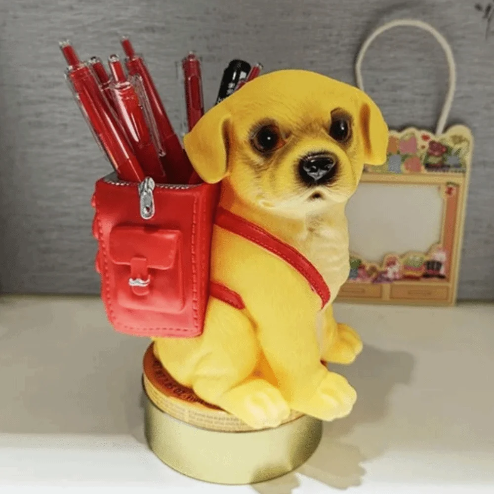 متعددة الوظائف حامل قلم الكلب البلاستيك لطيف جرو تخزين دلو سعة كبيرة الإبداعية فرشاة للمكياج اسطوانة سطح المكتب #3