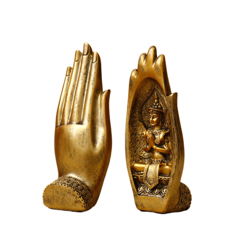 

Buddha Hand Ornaments Resin Table Decoration Creative Crafts Home Adornment Unique Size Retro Style Display Desk Bookshelf