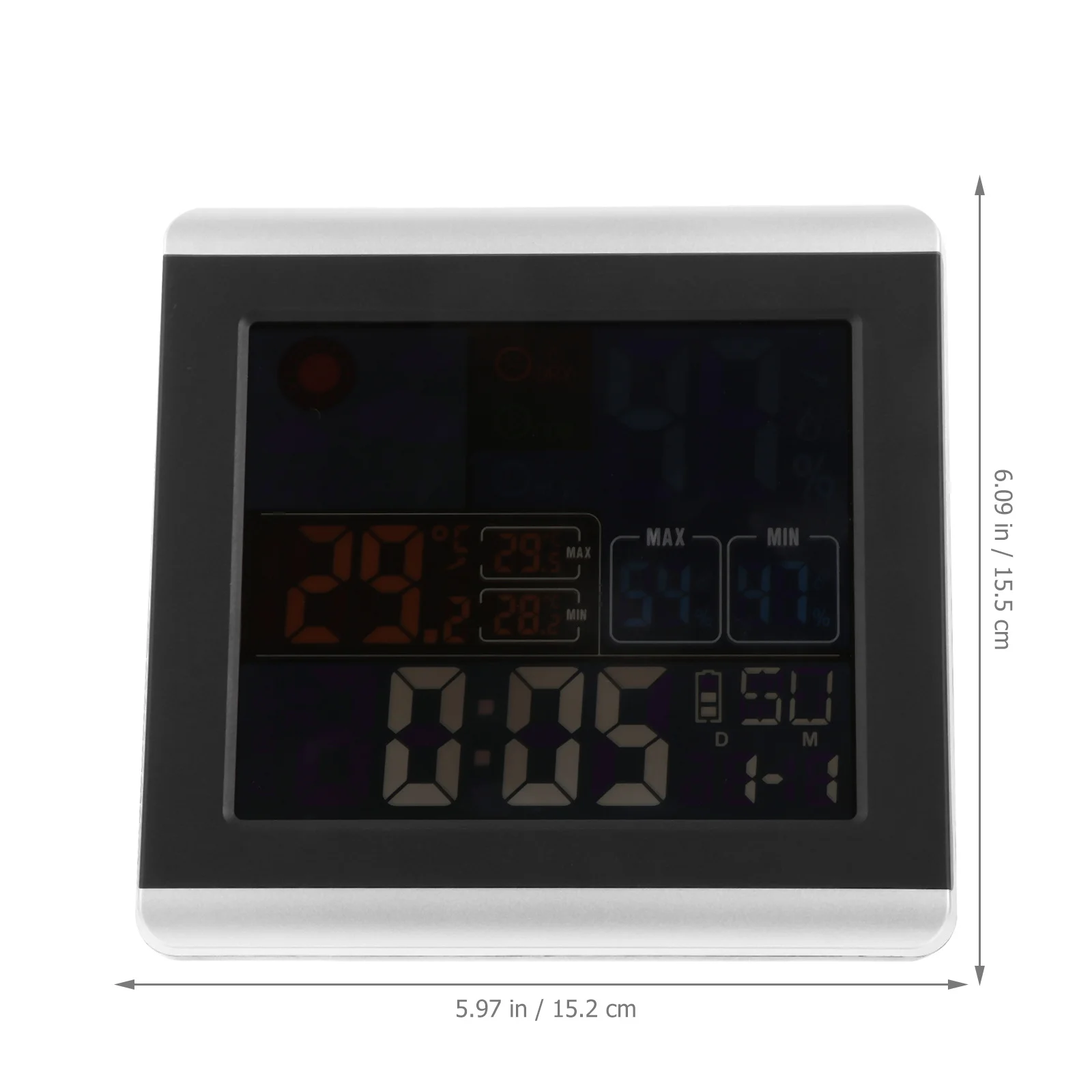 

Digital Home Temperature Humidity Clock Weather Alarm Multi Function Display Compact Large Screen Hygrometer Bedroom Office