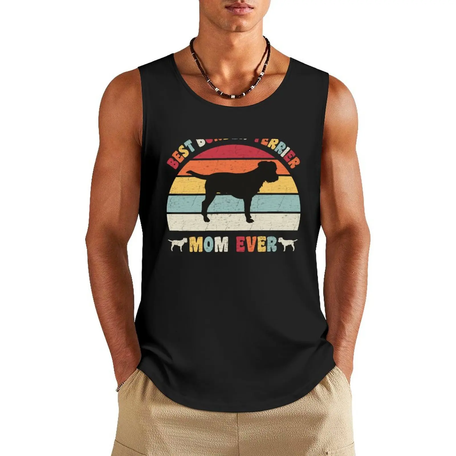 Best border terrier mom ever dog lovers vintage retro Tank Top Man sleeveless shirt anime Vest anime clothes