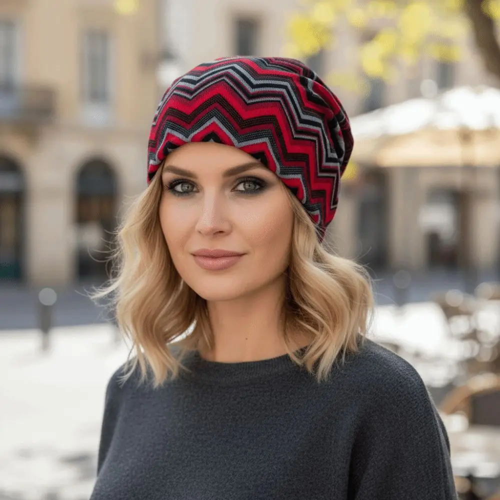 Contrasting Colors Pullover Hat Plaid Print Multifunctional Turban Hats Scarf Pullover Hat Casual Hedging Cap Autumn and Winter