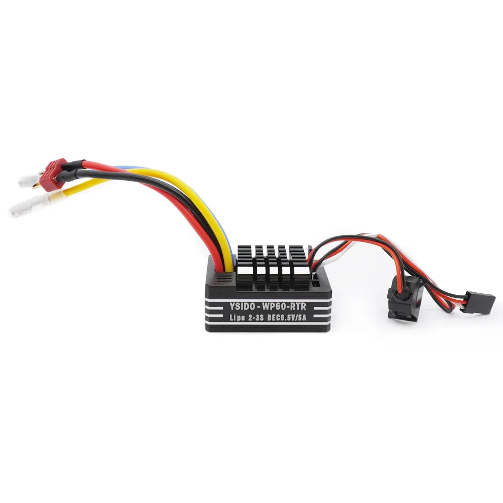 Upgrade YSIDO Waterproof WP60-RTR 60A 1060 Brushed ESC 6.5V/5A BEC Speed Controller for 540 550 Motor RC Vehicles Boat Tank Car